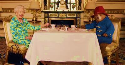 Queen Elizabeth II kicks off coronation party over tea with Paddington Bear